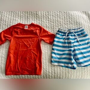 Hanna Andersson Size 6-7 Swim Trunks and Rash Guard